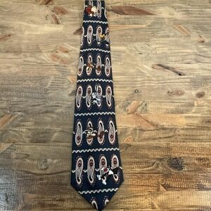 Vintage 90's Looney Tunes‎ Mania 100% Silk Handmade Neck Tie